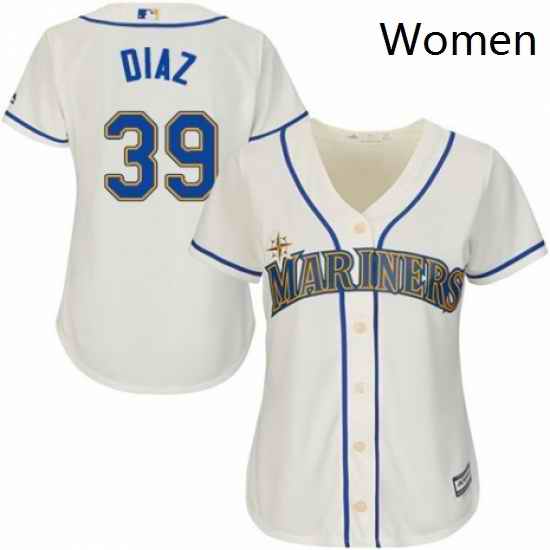 Womens Majestic Seattle Mariners 39 Edwin Diaz Replica Cream Alternate Cool Base MLB Jersey